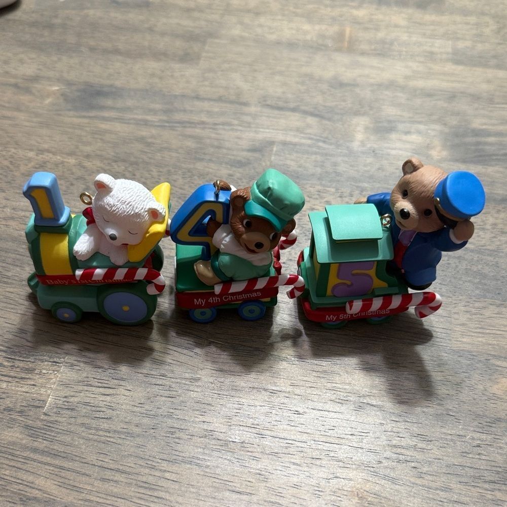 Hallmark Child’s Age Train Ornaments 1st 4th 5th Christmas w/ Boxes